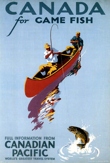 Canadian Pacific Canada Game Canoe Fishing | Vintage Travel Posters 1891-1970