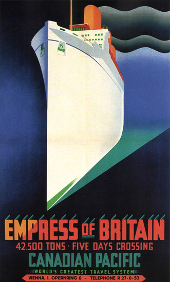 Canadian Pacific Empress Of Britain 1930 | Vintage Travel Posters 1891-1970