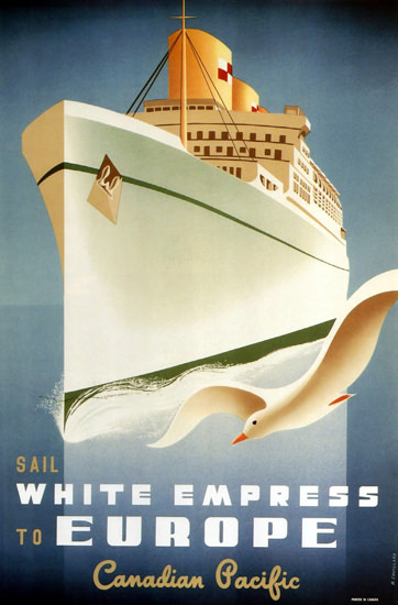 Canadian Pacific Sail White Empress Europe 1950 | Vintage Travel Posters 1891-1970