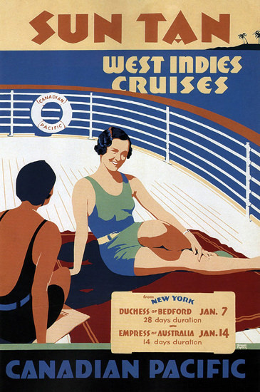 Canadian Pacific Sun Tan West Indies Trip 1936 | Vintage Travel Posters 1891-1970