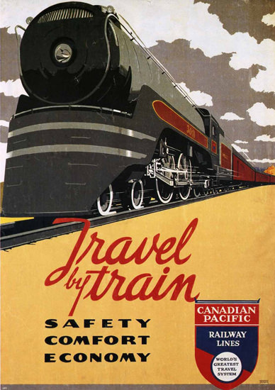 Canadian Pacific Travel By Train 1937 | Vintage Travel Posters 1891-1970