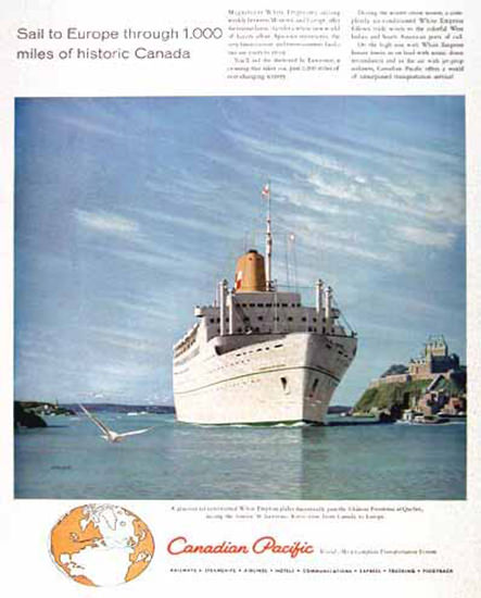 Canadian Pacific White Empress 1958 Sail Europe | Vintage Travel Posters 1891-1970