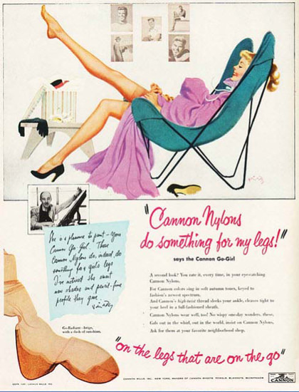 Cannon Nylons Do Something For My Legs Go-Girl | Sex Appeal Vintage Ads and Covers 1891-1970