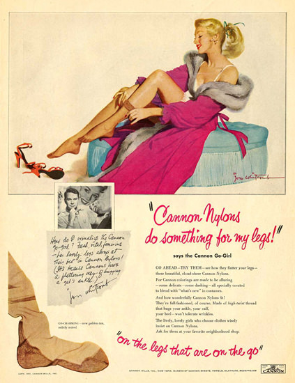 Cannon Nylons Pin Up Girl 1951 | Sex Appeal Vintage Ads and Covers 1891-1970