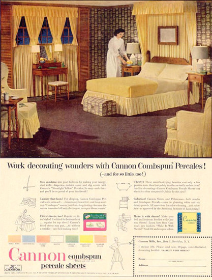 Cannon Percale Sheets 1952 | Vintage Ad and Cover Art 1891-1970