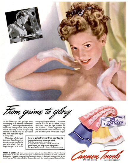 Cannon Towels From Grime To Glory | Sex Appeal Vintage Ads and Covers 1891-1970