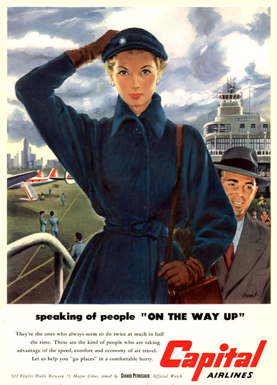 Capital Airlines Boarding People On The Way Up | Sex Appeal Vintage Ads and Covers 1891-1970