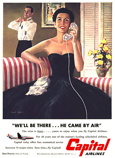 Capital Airlines Lady We Will Be There By Air | Sex Appeal Vintage Ads and Covers 1891-1970