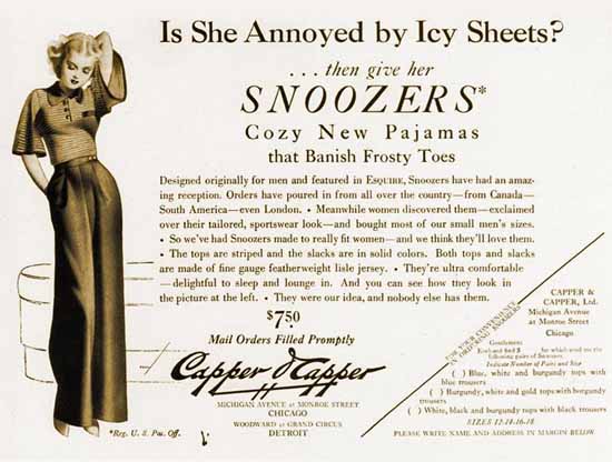 Capper Capper Snoozers Annoyed by Icy Sheets George Petty Sex Appeal | Sex Appeal Vintage Ads and Covers 1891-1970