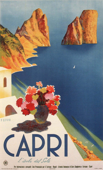 Capri L Isola Del Sole Island Of The Sun Italia | Vintage Travel Posters 1891-1970