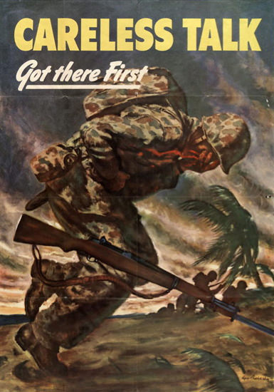 Careless Talk Got There First Hit Marine | Vintage War Propaganda Posters 1891-1970