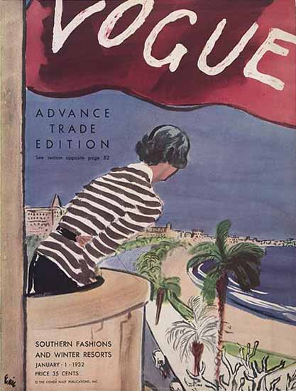 Carl Erickson Vogue Cover 1932-01-01 Copyright | Vogue Magazine Graphic Art Covers 1902-1958