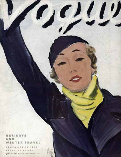 Carl Erickson Vogue Cover 1932-12-15 Copyright | Vogue Magazine Graphic Art Covers 1902-1958