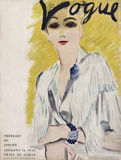 Carl Erickson Vogue Cover 1934-01-15 Copyright | Vogue Magazine Graphic Art Covers 1902-1958