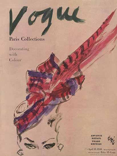 Carl Erickson Vogue Cover 1946-04-15 Copyright | Vogue Magazine Graphic Art Covers 1902-1958