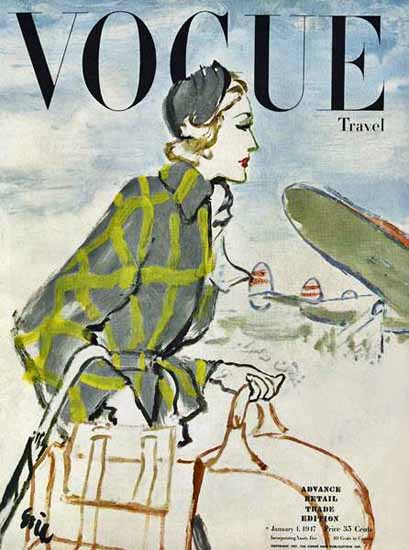 Carl Erickson Vogue Cover 1947-01-01 Copyright | Vogue Magazine Graphic Art Covers 1902-1958