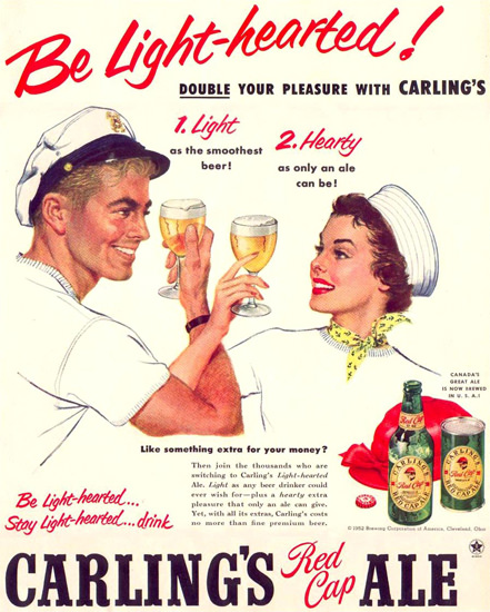 Carlings Red Cap Ale Beer 1952 | Vintage Ad and Cover Art 1891-1970