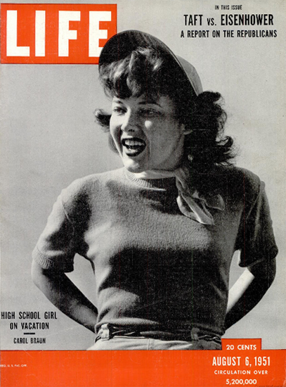 Carlo Braun High School Girl 6 Aug 1951 Copyright Life Magazine | Life Magazine BW Photo Covers 1936-1970