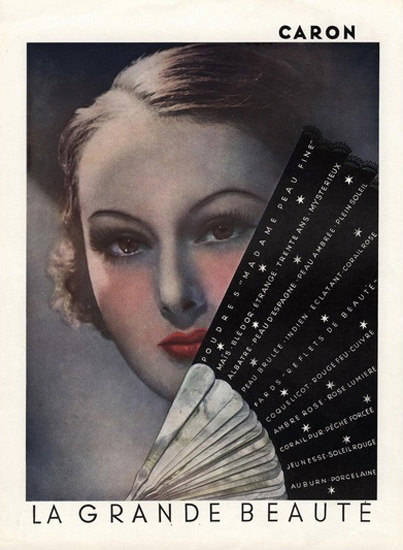 Caron La Grande Beaute Fan | Sex Appeal Vintage Ads and Covers 1891-1970