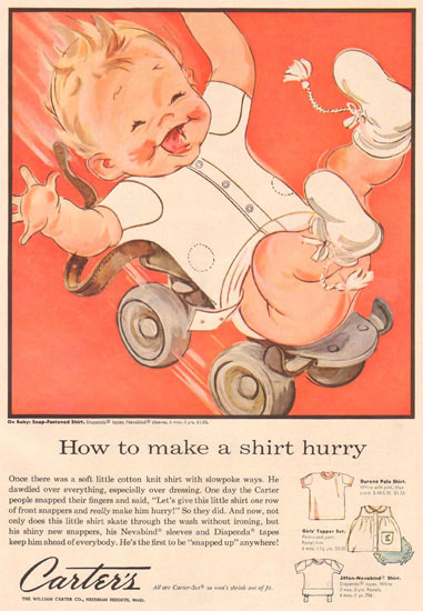 Carters How To Make A Shirt Hurry Baby 1957 | Vintage Ad and Cover Art 1891-1970