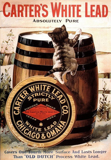 Carters White Lead Chicago Omaha Cat Barrel | Vintage Ad and Cover Art 1891-1970