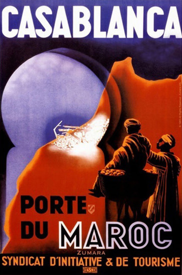 Casablanca Porte Du  Maroc Syndicat Tourisme | Vintage Travel Posters 1891-1970