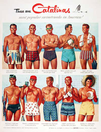 Catalina Swim Suits American Swimtrunks 1955 | Sex Appeal Vintage Ads and Covers 1891-1970