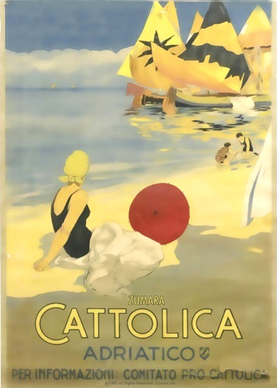 Cattolica Adriatico Italia Beach Girl Sailing Boats | Sex Appeal Vintage Ads and Covers 1891-1970