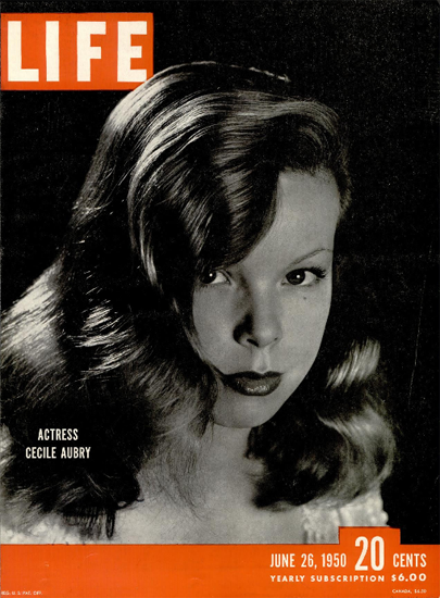 Cecile Aubry Actress 26 Jun 1950 Copyright Life Magazine | Life Magazine BW Photo Covers 1936-1970