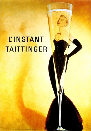 Champagner Taittinger L Instant Slim Line Glass | Sex Appeal Vintage Ads and Covers 1891-1970