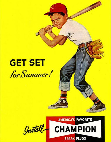 Champion Spark Plugs Baseball Boy | Vintage Ad and Cover Art 1891-1970