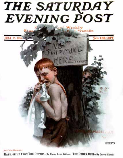 Charles A MacLellan Saturday Evening Post No Swimming 1916_07_15 | The Saturday Evening Post Graphic Art Covers 1892-1930