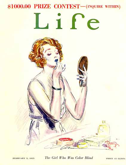 Charles Dana Gibson Life Magazine Color Blind Girl 1925-02-05 Copyright | Life Magazine Graphic Art Covers 1891-1936