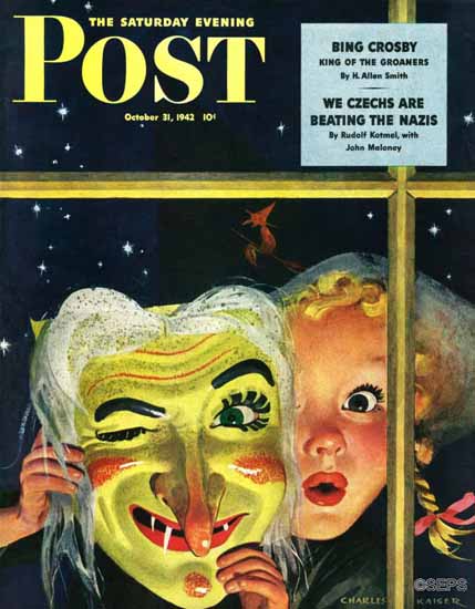 Charles Kaiser Saturday Evening Post Witchs Mask 1942_10_31 | The Saturday Evening Post Graphic Art Covers 1931-1969