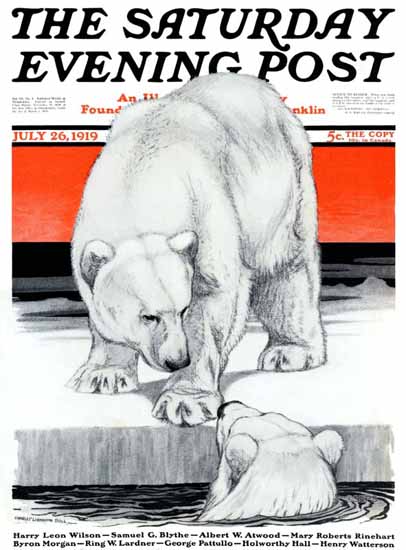 Charles Livingston Bull Saturday Evening Post Polar Bear 1919_07_26 | The Saturday Evening Post Graphic Art Covers 1892-1930