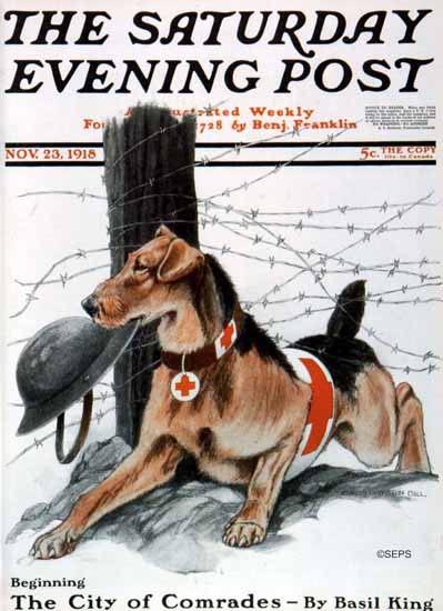 Charles Livingston Bull Saturday Evening Post The War Dog 1918_11_23 | The Saturday Evening Post Graphic Art Covers 1892-1930