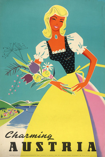 Charming Austria Girl 1958 Ilse Jahnass | Vintage Travel Posters 1891-1970