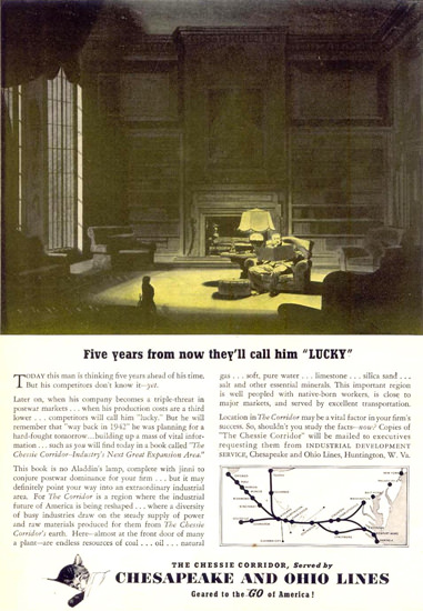 Chesapeake And Ohio Lines Lucky 1942 | Vintage Ad and Cover Art 1891-1970