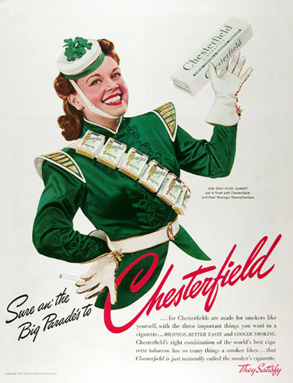 Chesterfield 1941 Patsy Garrett St Patricks Day | Sex Appeal Vintage Ads and Covers 1891-1970