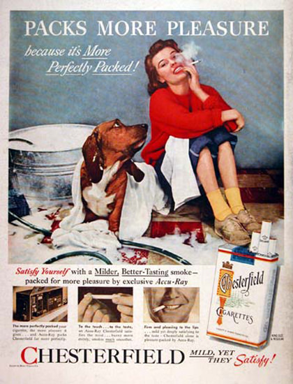 Chesterfield 1956 Dog Washing Packs Pleasure | Sex Appeal Vintage Ads and Covers 1891-1970