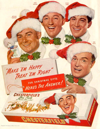 Chesterfield Bing Crosby Bob Hope Santa 1950 | Vintage Ad and Cover Art 1891-1970