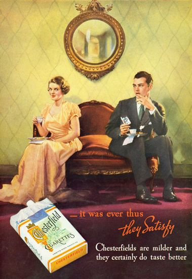 Chesterfield Cigarettes It Was Ever Thus 1935 | Sex Appeal Vintage Ads and Covers 1891-1970