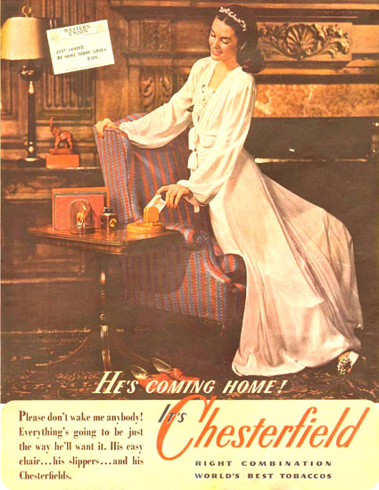 Chesterfield Cigarettes Just Landed 1944 | Sex Appeal Vintage Ads and Covers 1891-1970