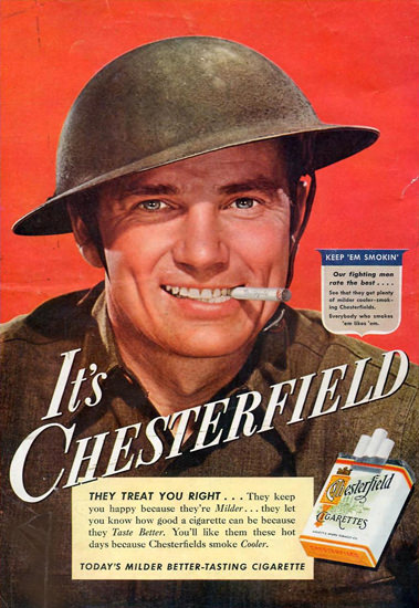 Chesterfield Cigarettes Keep Em Smokin 1942 | Sex Appeal Vintage Ads and Covers 1891-1970