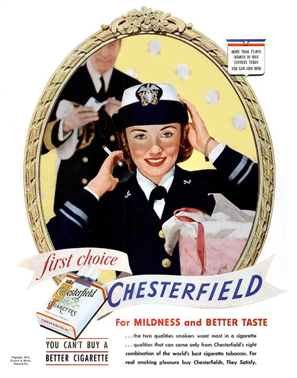 Chesterfield Cigarettes Woman In War | Sex Appeal Vintage Ads and Covers 1891-1970