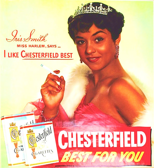 Chesterfield Iris Smith Miss Harlem 1953 | Sex Appeal Vintage Ads and Covers 1891-1970