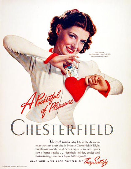 Chesterfield Miss America Valentine Donnelly 41 | Sex Appeal Vintage Ads and Covers 1891-1970