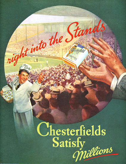 Chesterfield Right Into The Stands 1937 | Vintage Ad and Cover Art 1891-1970