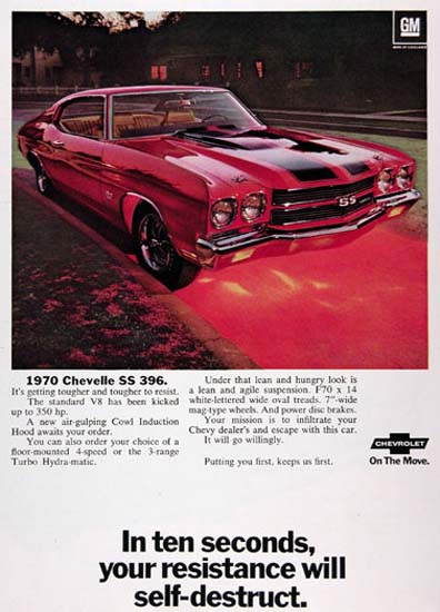 Chevrolet Chevelle 396 SS 1970 Your Resistance | Mad Men Art | Vintage ...