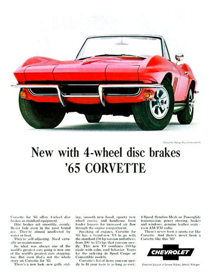 Chevrolet Corvette 1965 4-Weel Disk Brakes Red | Vintage Cars 1891-1970